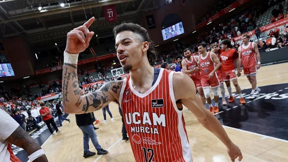 Jonah Radebaugh, capitán del UCAMMurcia, tras la victoria ante el Bàsquet Girona en el Palacio.